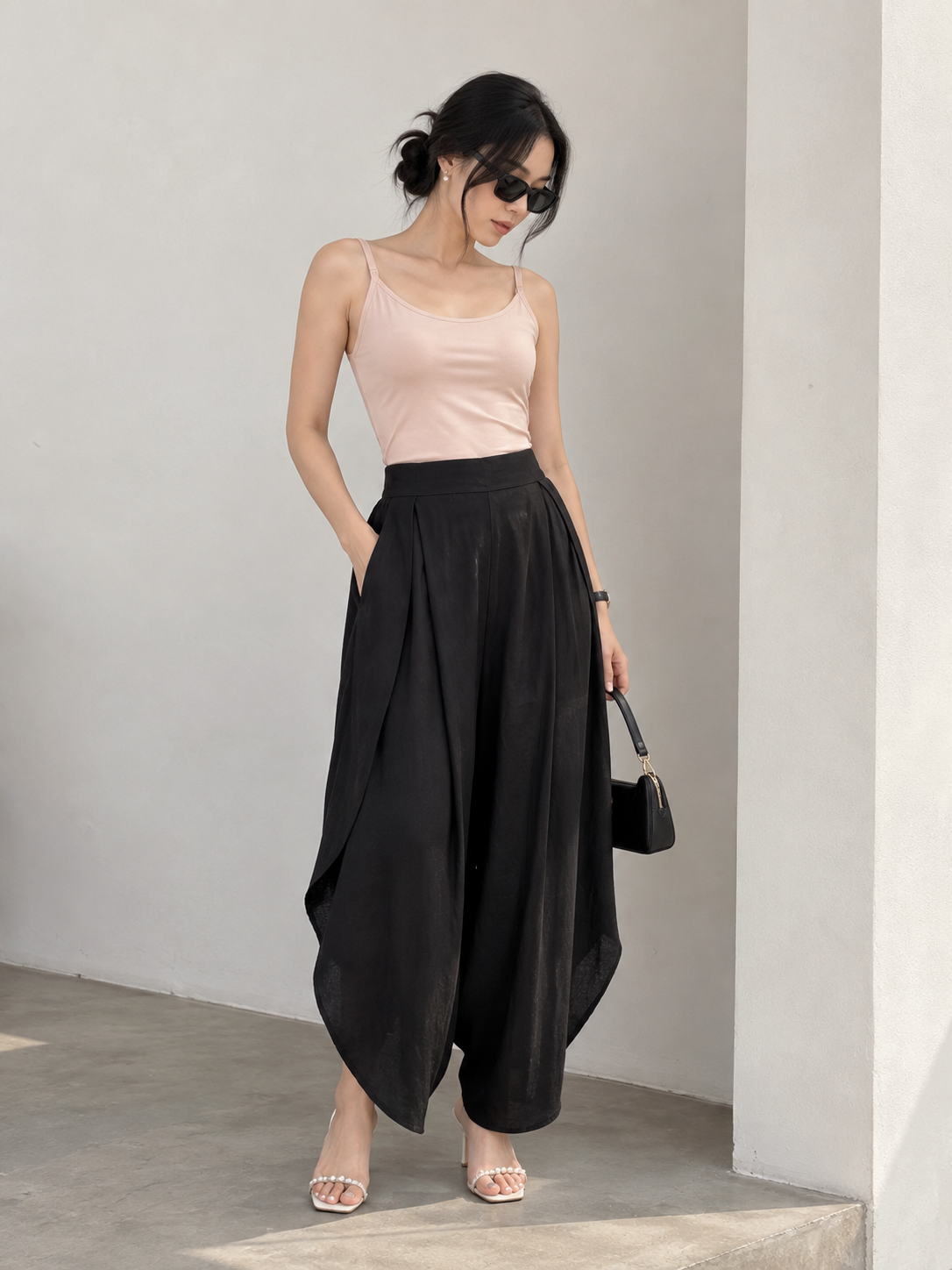 Genis Cullotes Slit Pants - Black